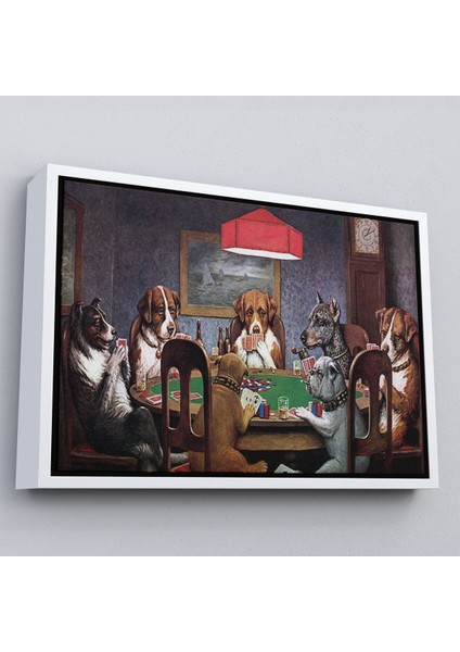 Siyah Çerçeveli Cassius Marcellus Coolidge - Poker Oynayan Köpekler Eseri Kanvas Tablo fiyatları