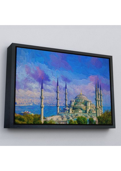 Altın Çerçeveli Sultan Ahmet Cami Yağlıboya Görünüm Dekortif Kanvas Tablo fiyatları