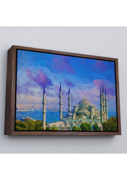 Altın Çerçeveli Sultan Ahmet Cami Yağlıboya Görünüm Dekortif Kanvas Tablo fırsatları