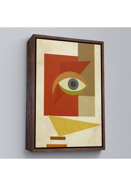 Kahverengi Çerçeveli Renkli Soyut Kadın Tablosu