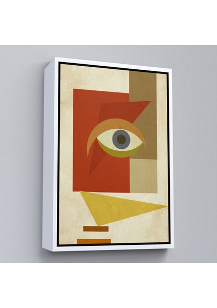 Kahverengi Çerçeveli Renkli Soyut Kadın Tablosu fırsatları