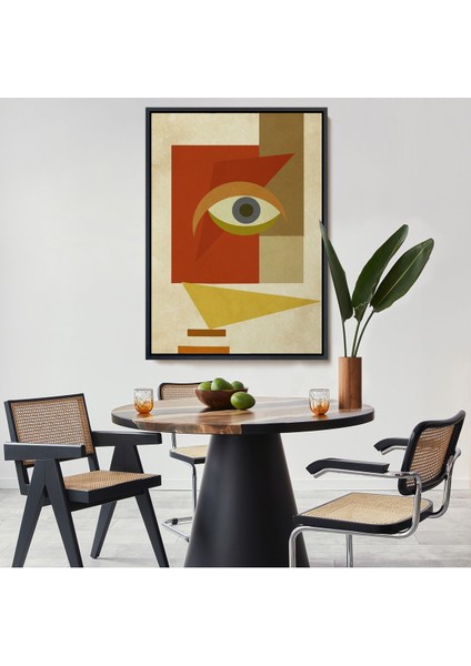 Kahverengi Çerçeveli Renkli Soyut Kadın Tablosu