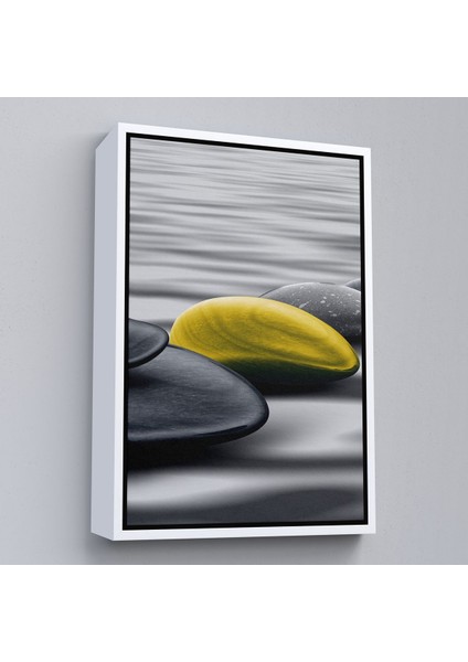 Siyah Çerçeveli Sudaki Soyut Taşlar Tablosu fiyatları