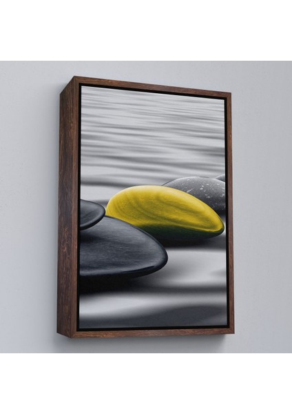 Siyah Çerçeveli Sudaki Soyut Taşlar Tablosu modelleri
