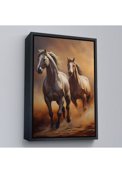 Beyaz Çerçeveli Denizde Koşan Atlar Tablosu fırsatları