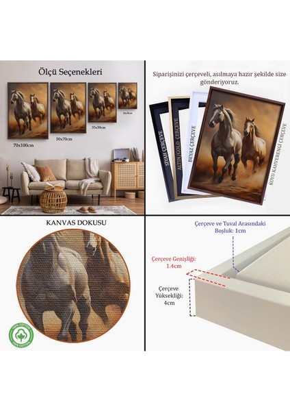 Beyaz Çerçeveli Denizde Koşan Atlar Tablosu indirimleri