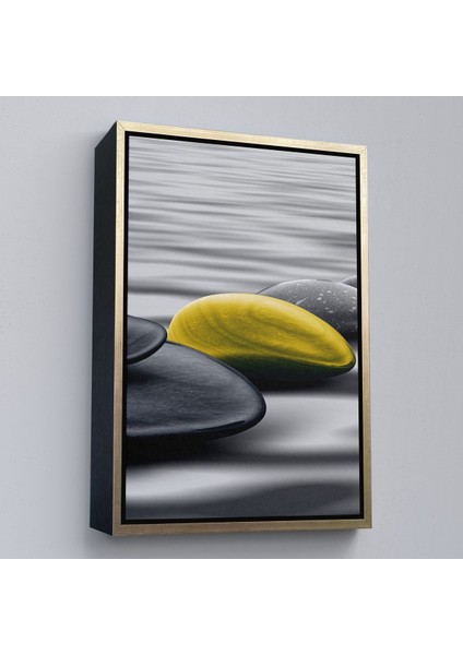 Siyah Çerçeveli Sudaki Soyut Taşlar Tablosu fırsatları