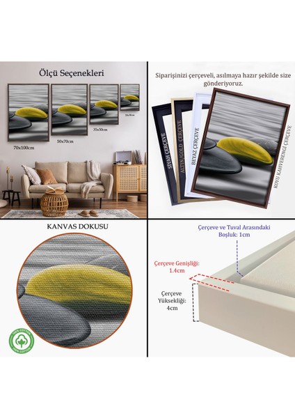 Siyah Çerçeveli Sudaki Soyut Taşlar Tablosu indirimleri