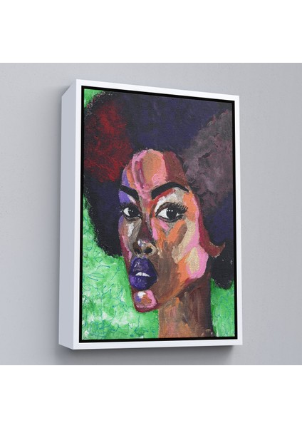 Altın Çerçeveli Afrikalı Kadın Portresi Pop Art Duvar Tablosu modelleri
