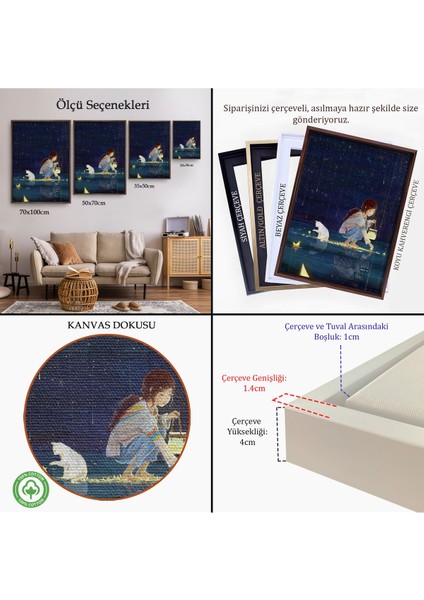 Siyah Çerçeveli Yıldız Toplayan Kız ve Kedi Dekoratif Duvar Tablosu indirimleri