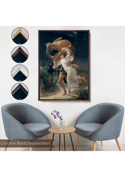 Altın Çerçeveli Fırtına Dekoratif Duvar Tablosu