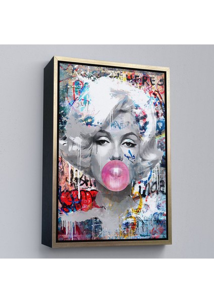 Siyah Çerçeveli Marilyn Monroe Graffiti Pop Art Duvar Tablosu fırsatları