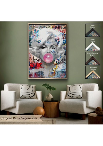 Siyah Çerçeveli Marilyn Monroe Graffiti Pop Art Duvar Tablosu