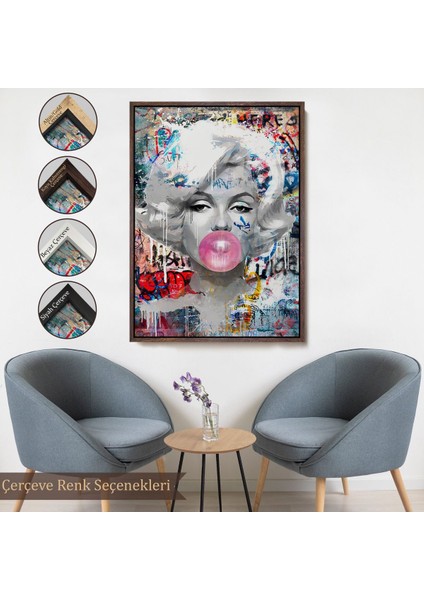 Siyah Çerçeveli Marilyn Monroe Graffiti Pop Art Duvar Tablosu