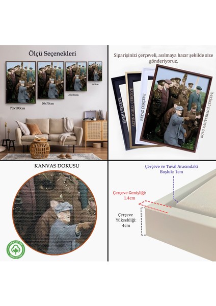 Kahverengi Çerçeveli Atatürk Silah Arkadaşları Ile Cephede Dekoratif Duvar Tablosu indirimleri