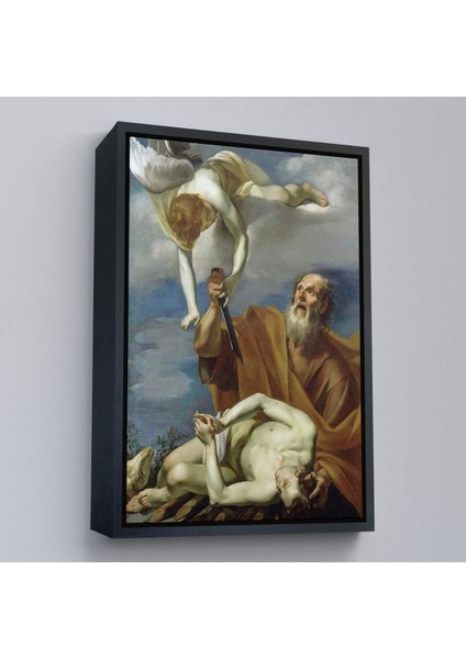 Siyah Çerçeveli Hz Ibrahimin Isak/ismail In Kurban Edilmesi Orazio Riminaldi Duvar Tablosu