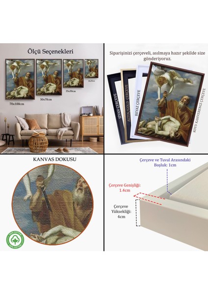 Siyah Çerçeveli Hz Ibrahimin Isak/ismail In Kurban Edilmesi Orazio Riminaldi Duvar Tablosu indirimleri