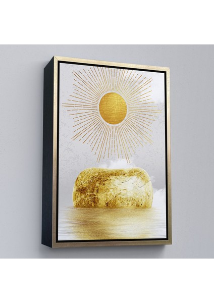 Kahverengi Çerçeveli Altın Güneş Manzarası Tablosu fiyatları