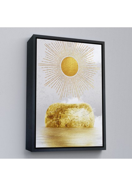 Kahverengi Çerçeveli Altın Güneş Manzarası Tablosu modelleri