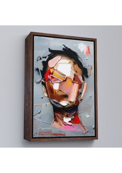 Siyah Çerçeveli Fırça Darbesi Insan Yüzü Kanvas Tablo, Soyut Kadın Yüzü Portresi Kanvas Tablo modelleri
