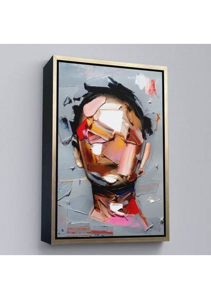 Siyah Çerçeveli Fırça Darbesi Insan Yüzü Kanvas Tablo, Soyut Kadın Yüzü Portresi Kanvas Tablo fırsatları