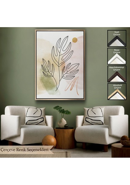 Kahverengi Çerçeveli Iskandinav Soyut Tablo