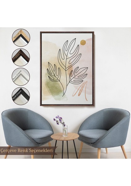 Kahverengi Çerçeveli Iskandinav Soyut Tablo