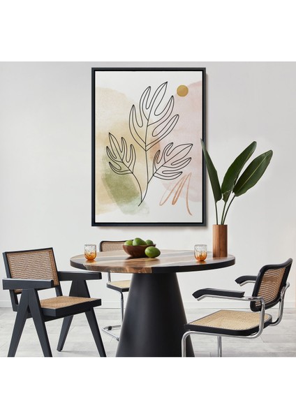 Kahverengi Çerçeveli Iskandinav Soyut Tablo