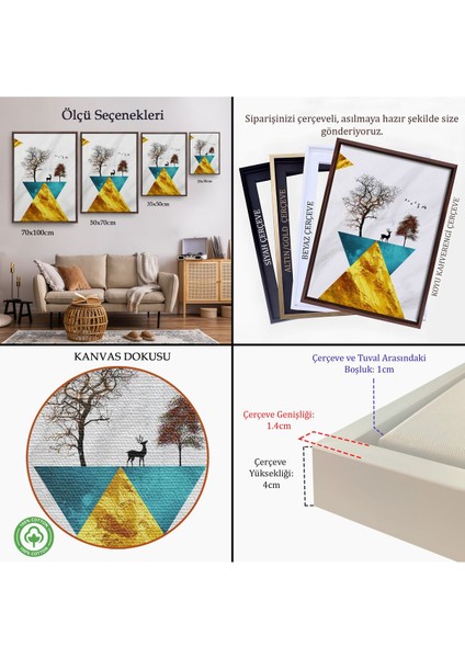 Siyah Çerçeveli Modern Tasarım Altın Geyikler Tablosu indirimleri