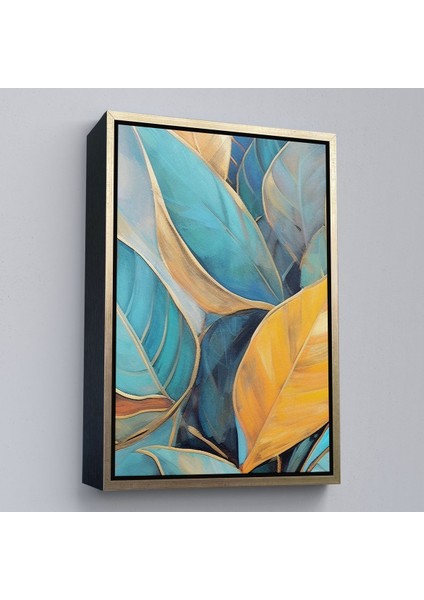Altın Çerçeveli Renkli Yaprak Tablosu