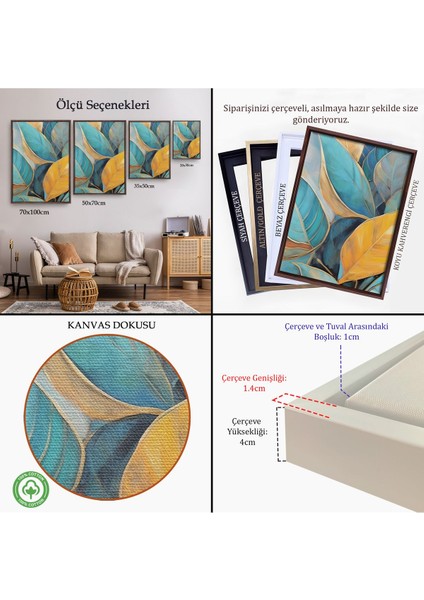 Altın Çerçeveli Renkli Yaprak Tablosu indirimleri