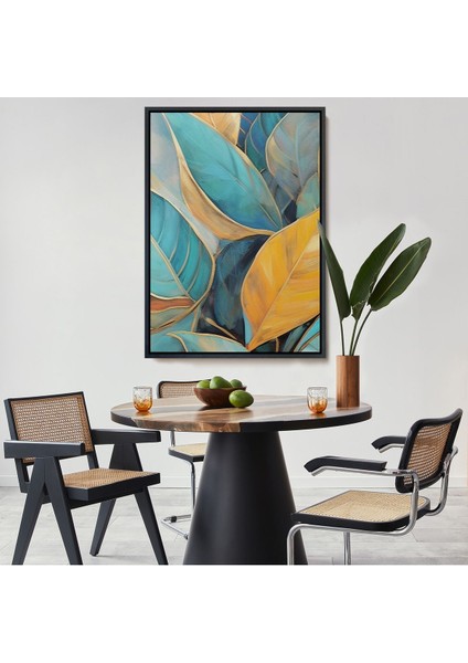 Altın Çerçeveli Renkli Yaprak Tablosu