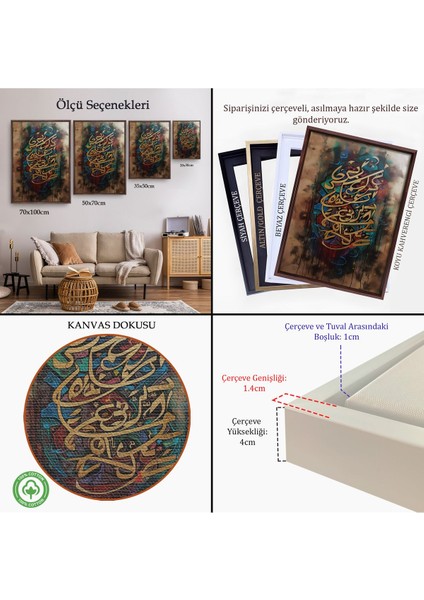 Altın Çerçeveli Soyut Arapça Islam Kaligrafi Tablosu indirimleri