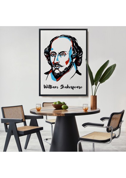 Beyaz Çerçeveli William Shakespeare Dekoratif Kanvas Tablo