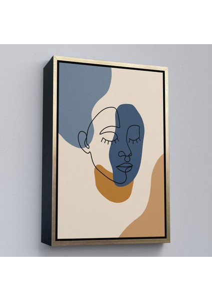 Altın Çerçeveli Renkli Soyut Kadın Tablosu