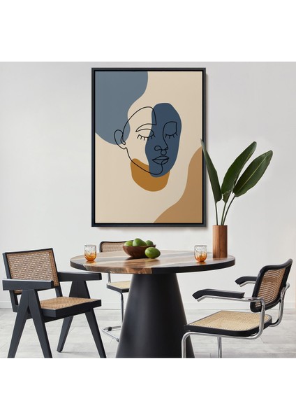 Altın Çerçeveli Renkli Soyut Kadın Tablosu