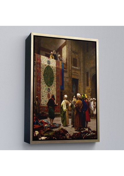 Altın Çerçeveli Osman Hamdi Bey'in Halı Tüccarı Isimli Eseri Kanvas Tablo