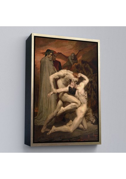 Kahverengi Çerçeveli Dante ve Virgil Cehennemde William Adolphe Bouguereau Klasik Kanvas Tablo fiyatları