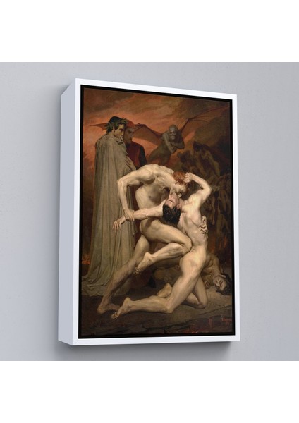 Kahverengi Çerçeveli Dante ve Virgil Cehennemde William Adolphe Bouguereau Klasik Kanvas Tablo fırsatları