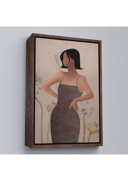 Altın Çerçeveli Renkli Soyut Kadın Tablosu fırsatları