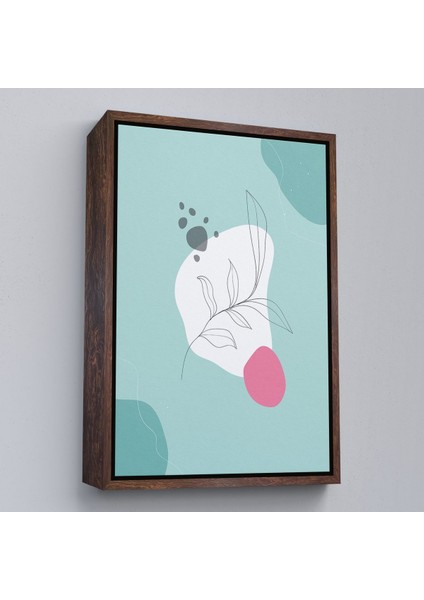 Kahverengi Çerçeveli Renkli Soyut Geometrik Şekiller Tablosu