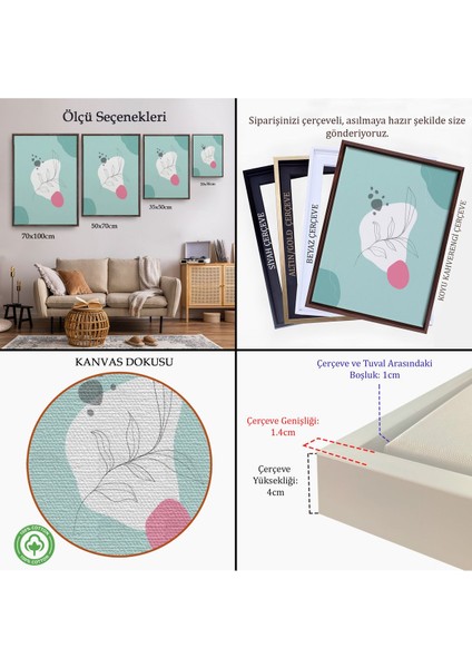 Kahverengi Çerçeveli Renkli Soyut Geometrik Şekiller Tablosu indirimleri