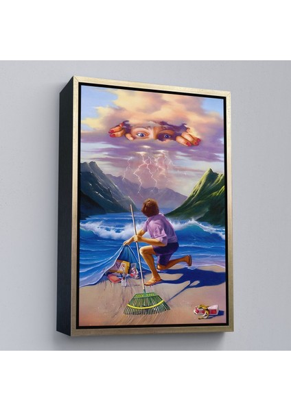 Altın Çerçeveli Çevre Temizliği Temalı Duvar Tablosu