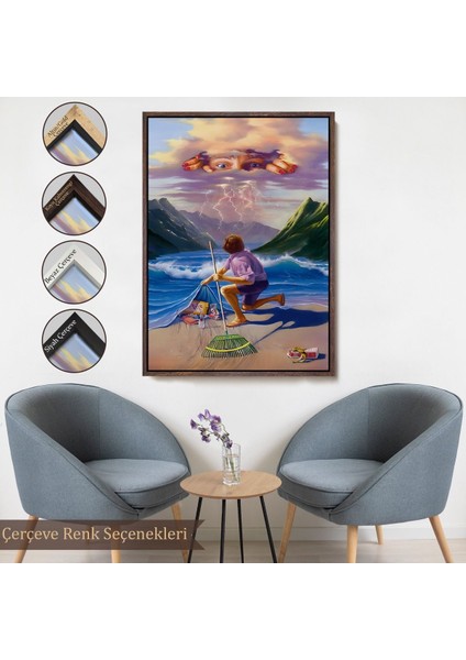 Altın Çerçeveli Çevre Temizliği Temalı Duvar Tablosu