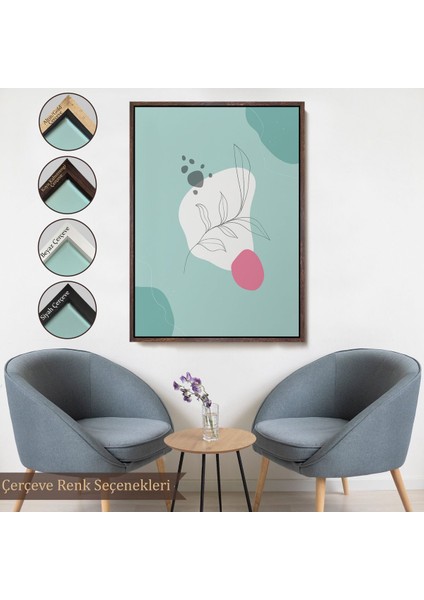 Kahverengi Çerçeveli Renkli Soyut Geometrik Şekiller Tablosu