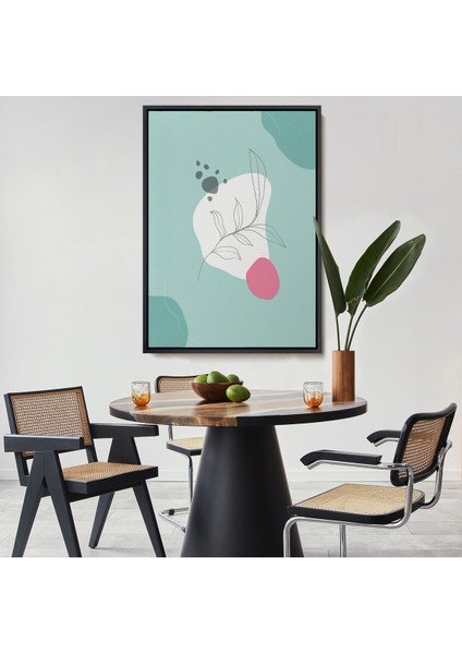 Kahverengi Çerçeveli Renkli Soyut Geometrik Şekiller Tablosu