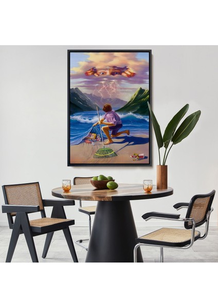 Altın Çerçeveli Çevre Temizliği Temalı Duvar Tablosu