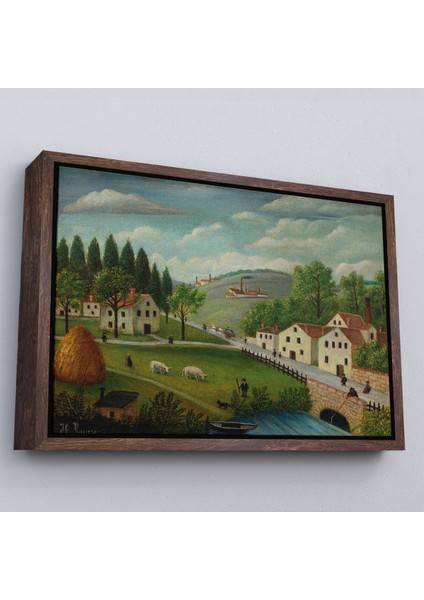 Kahverengi Çerçeveli Rousseau - Bebek Arabaları Pastoral Tablosu