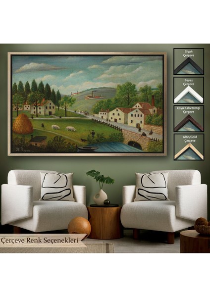 Kahverengi Çerçeveli Rousseau - Bebek Arabaları Pastoral Tablosu