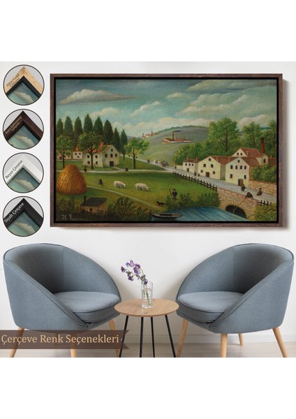 Kahverengi Çerçeveli Rousseau - Bebek Arabaları Pastoral Tablosu